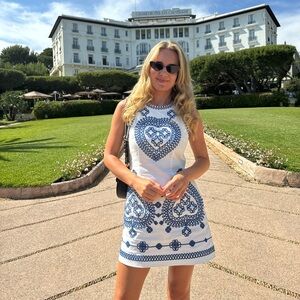 Maje White and Blue Mini Dress